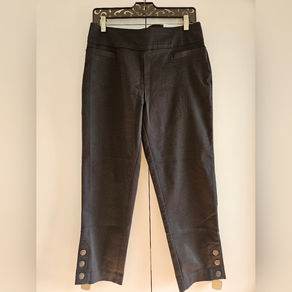 NWT Croft & Barrow Women's Pants Ankle Mid Rise Black Straight Size 8P Regular